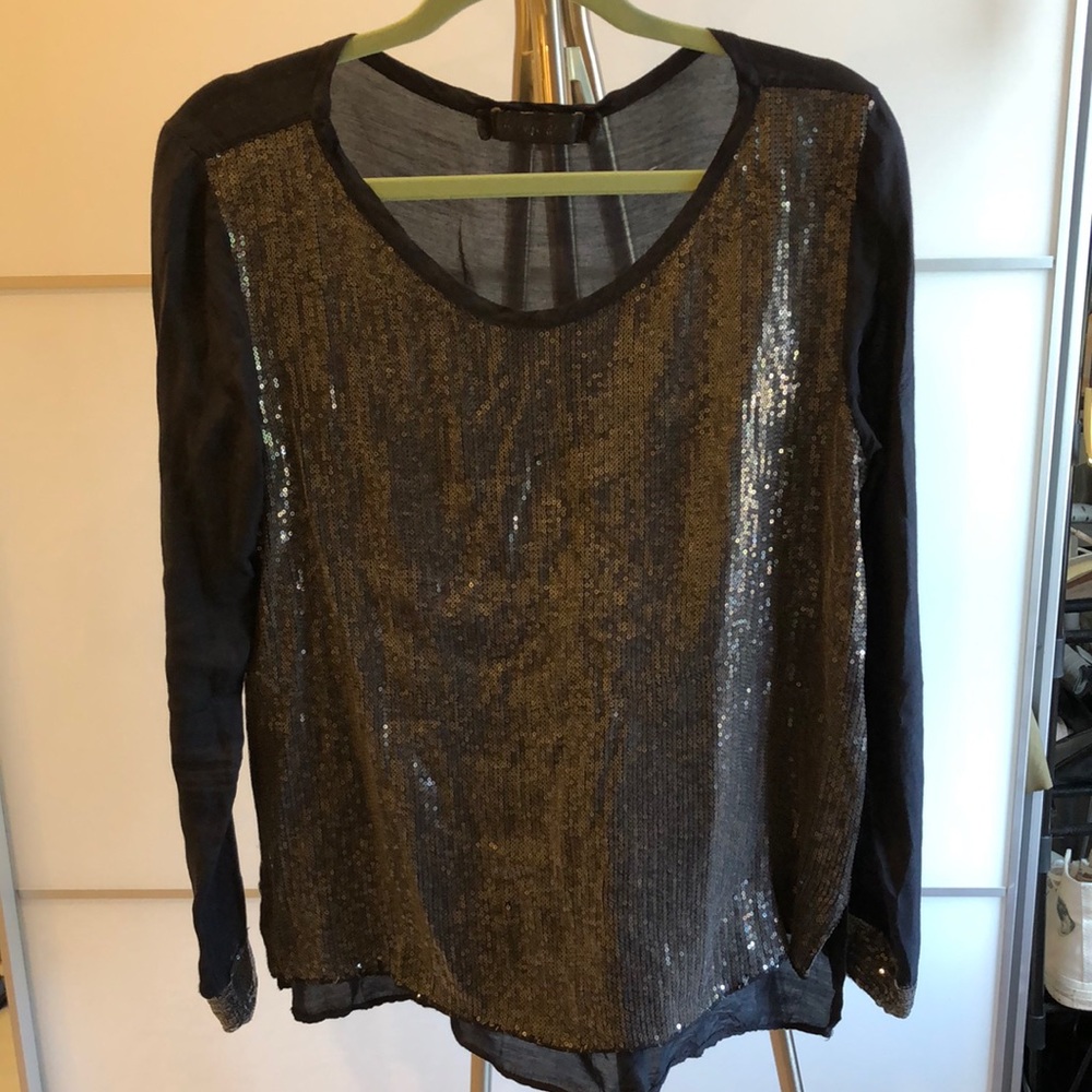 Kosmika Sequinned Long Sleeve Top - sz M